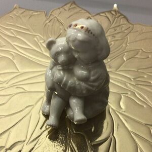 Lenox White Porcelain Figurine Little girl holding a teddy bear